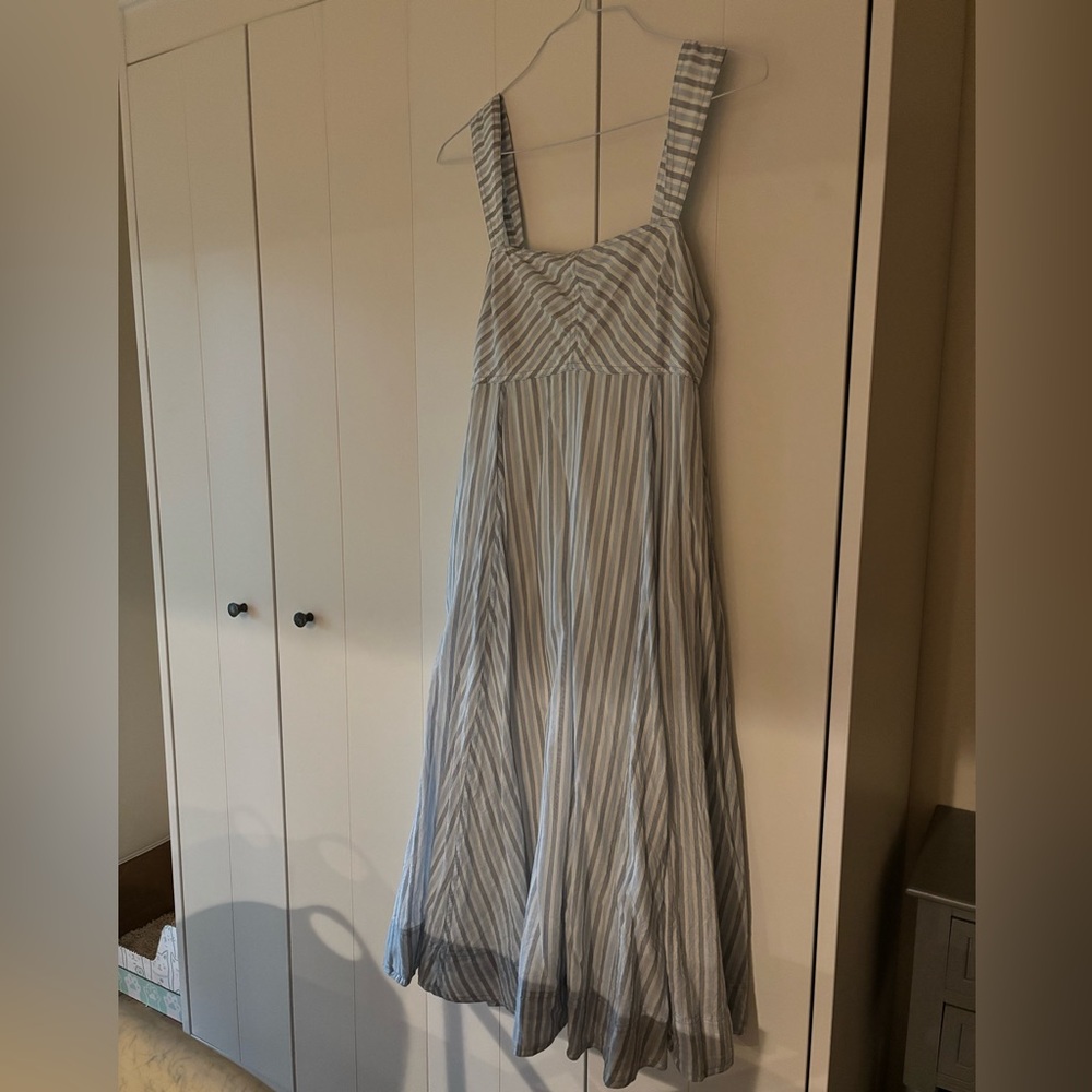Pilcro Blue and White Striped Midi Dress